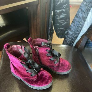 Toddler Girls' Giovanna Crushed Velvet Lace-Up Zipper Combat Boots